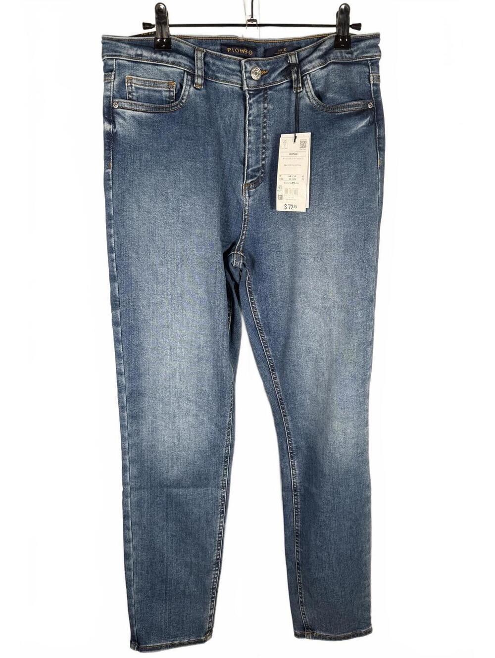 NWT PIOMBO Women's Blue Wash Denim Pants Size 10 - Picture 2 of 5
